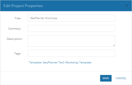 Edit Project Properties dialog box