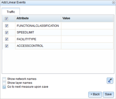 Limiting data entry fields in the Add Linear Events widget using attribute sets